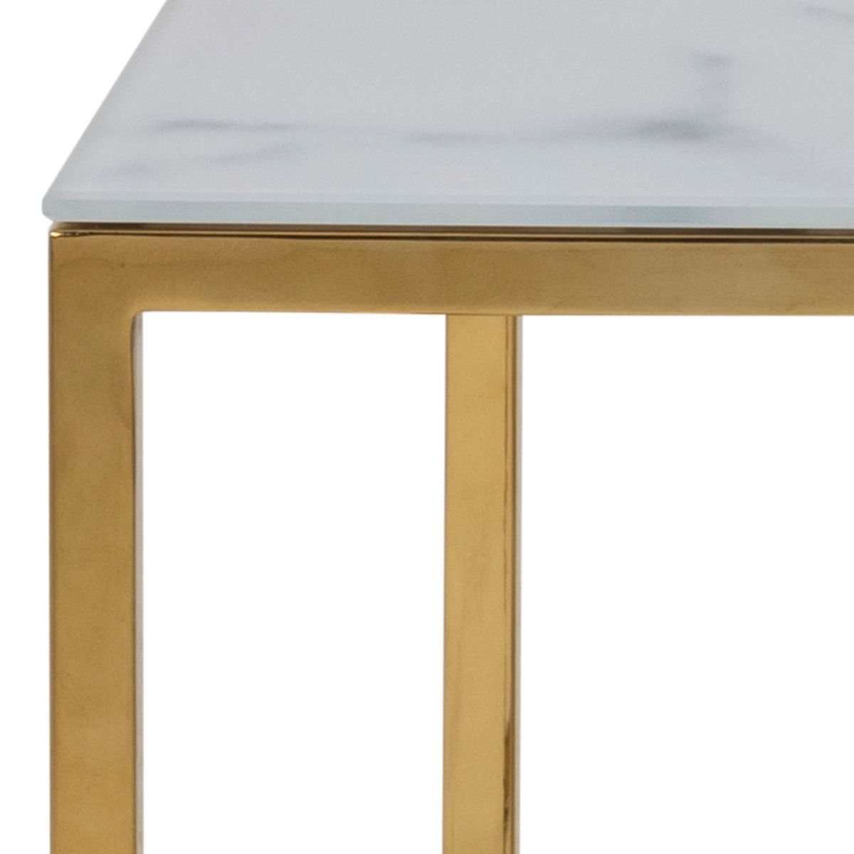 Alisma Open Shelf Coffee Table With White Marble Effect & Gold Legs - Price Crash Furniture