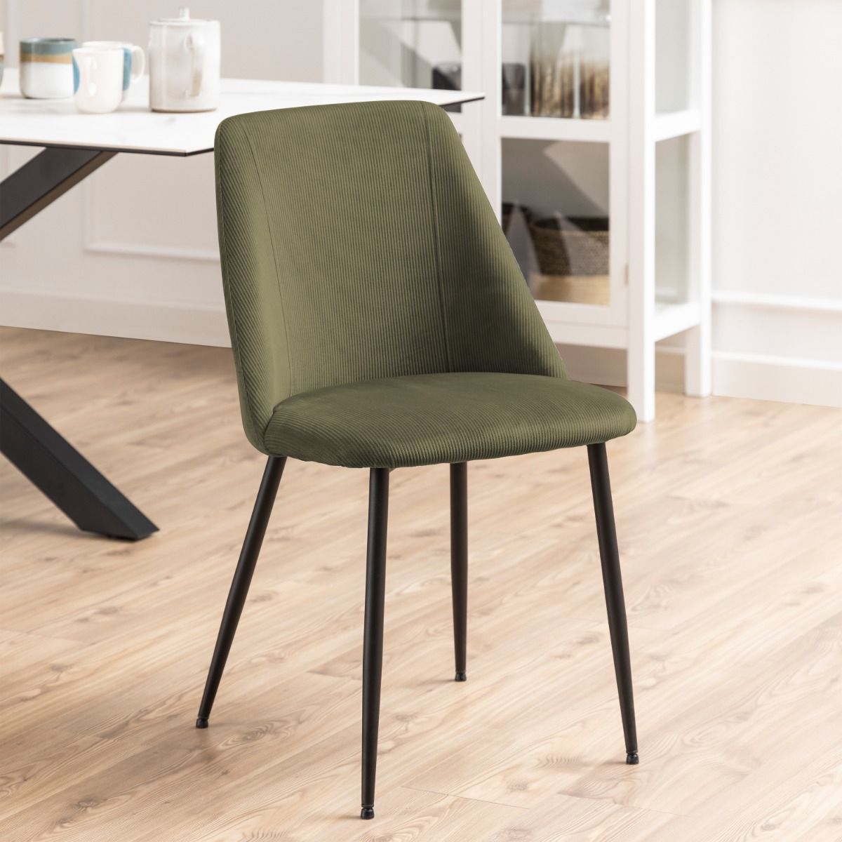 Ines Dining Chair In Olive Green Set Of 4 - Price Crash Furniture