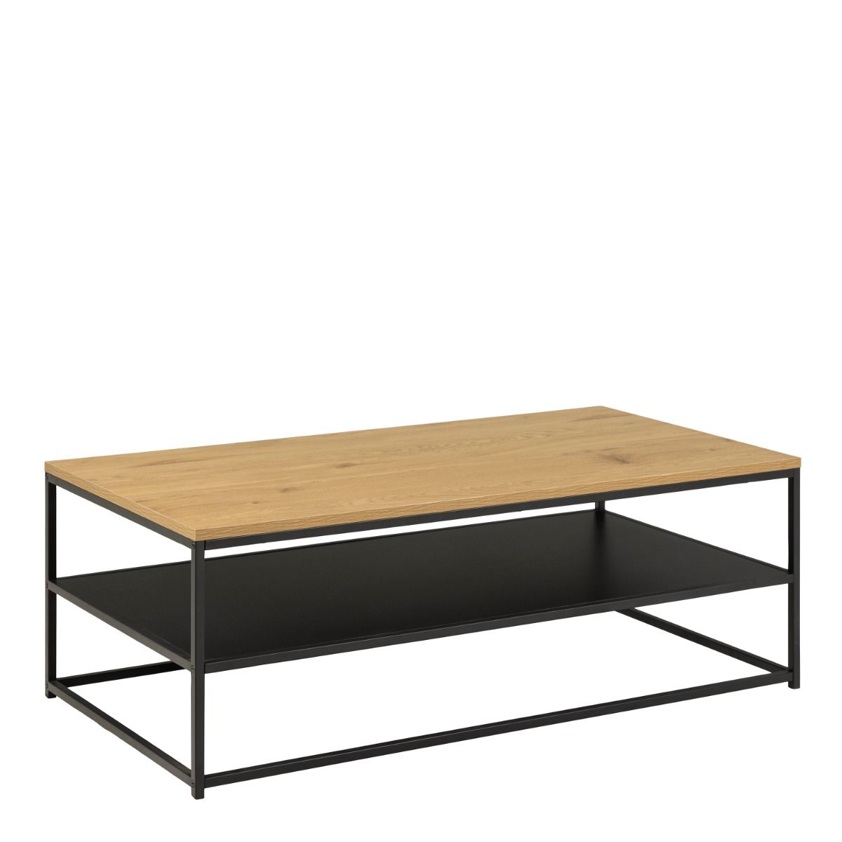 Gila Industrial Style Coffee Table With Open Shelf In Oak & Black - Price Crash Furniture