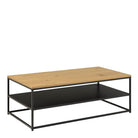 Gila Industrial Style Coffee Table With Open Shelf In Oak & Black - Price Crash Furniture