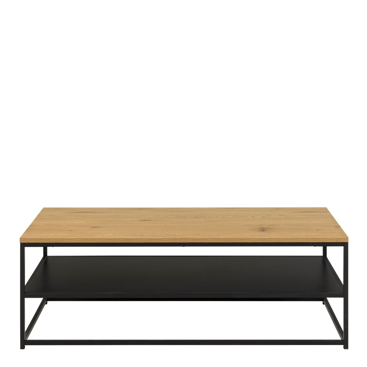 Gila Industrial Style Coffee Table With Open Shelf In Oak & Black - Price Crash Furniture