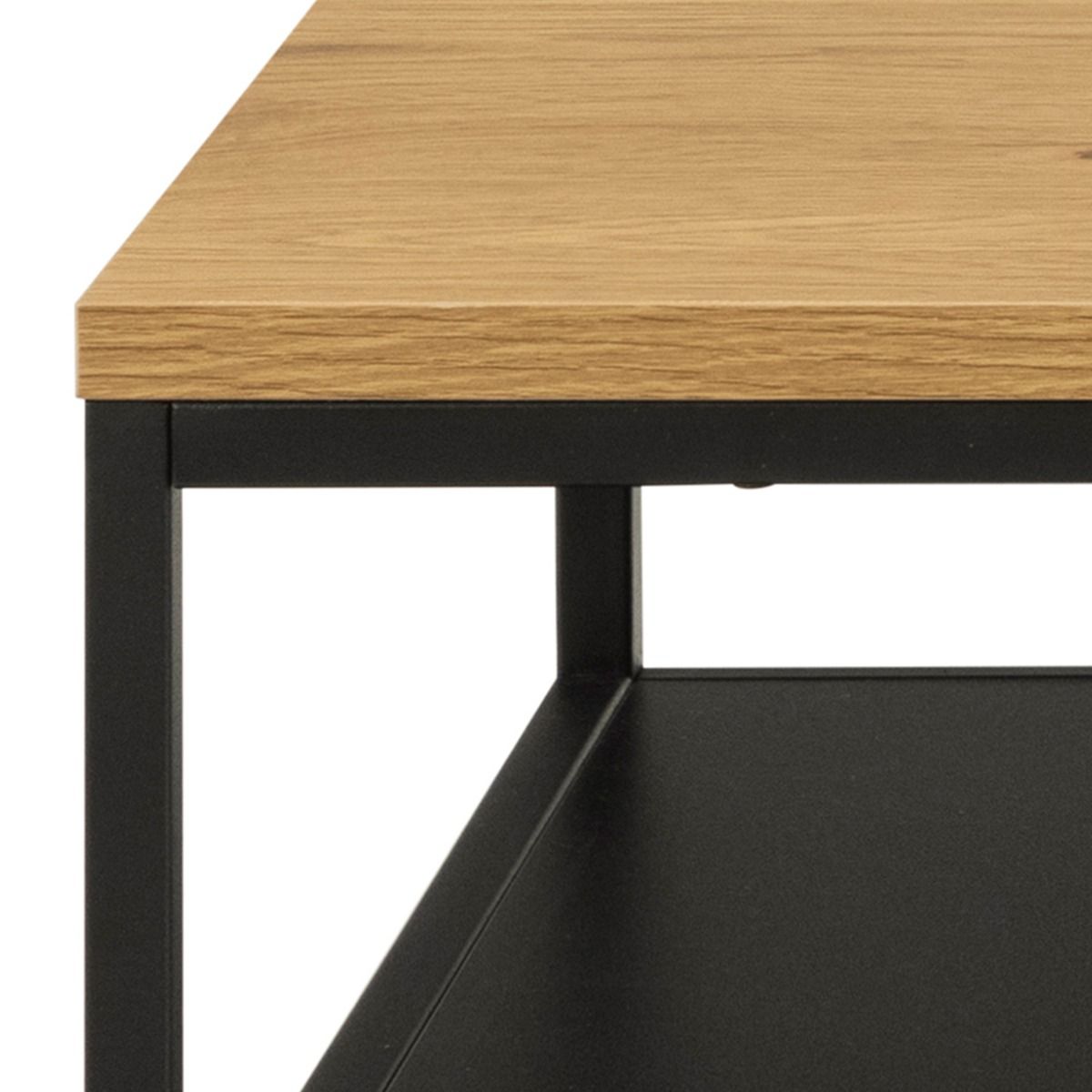 Gila Industrial Style Coffee Table With Open Shelf In Oak & Black - Price Crash Furniture