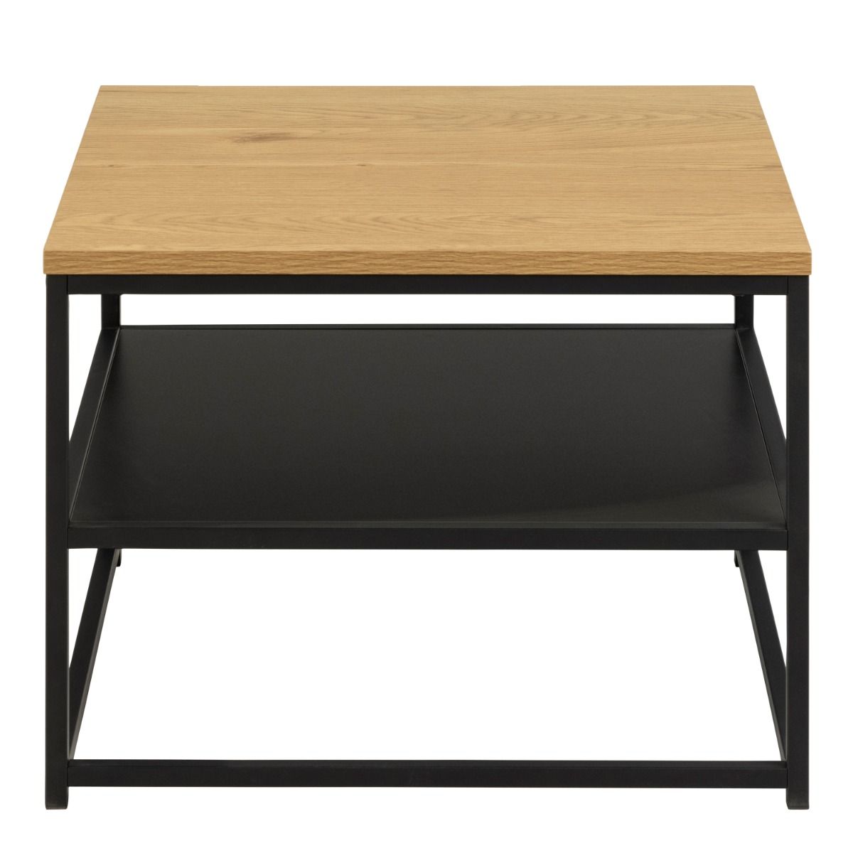 Gila Square Coffee Table With Open Shelf In Oak & Black - Price Crash Furniture