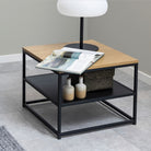 Gila Square Coffee Table With Open Shelf In Oak & Black - Price Crash Furniture