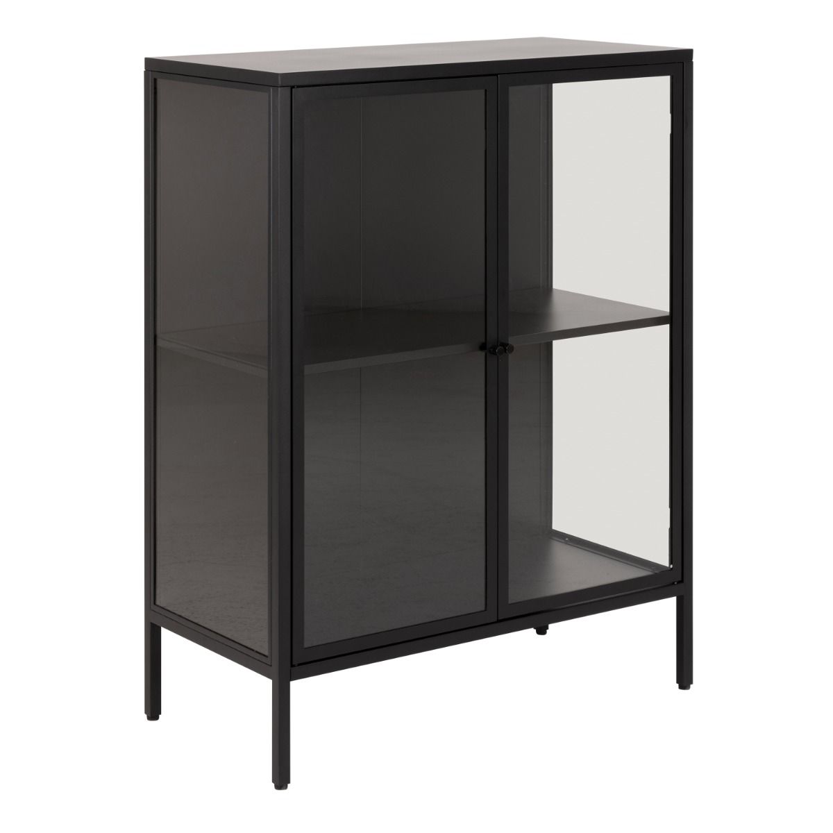 Newcastle Low 2 Door Display Cabinet In Matt Black - Price Crash Furniture