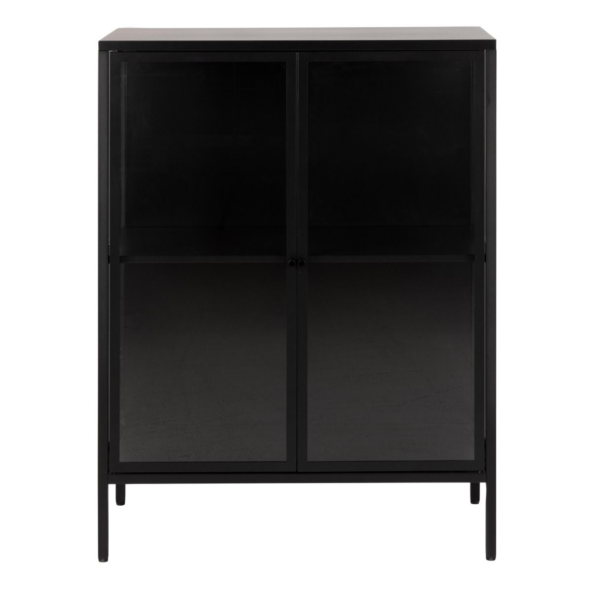 Newcastle Low 2 Door Display Cabinet In Matt Black - Price Crash Furniture