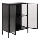 Newcastle Low 2 Door Display Cabinet In Matt Black - Price Crash Furniture