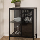 Newcastle Low 2 Door Display Cabinet In Matt Black - Price Crash Furniture