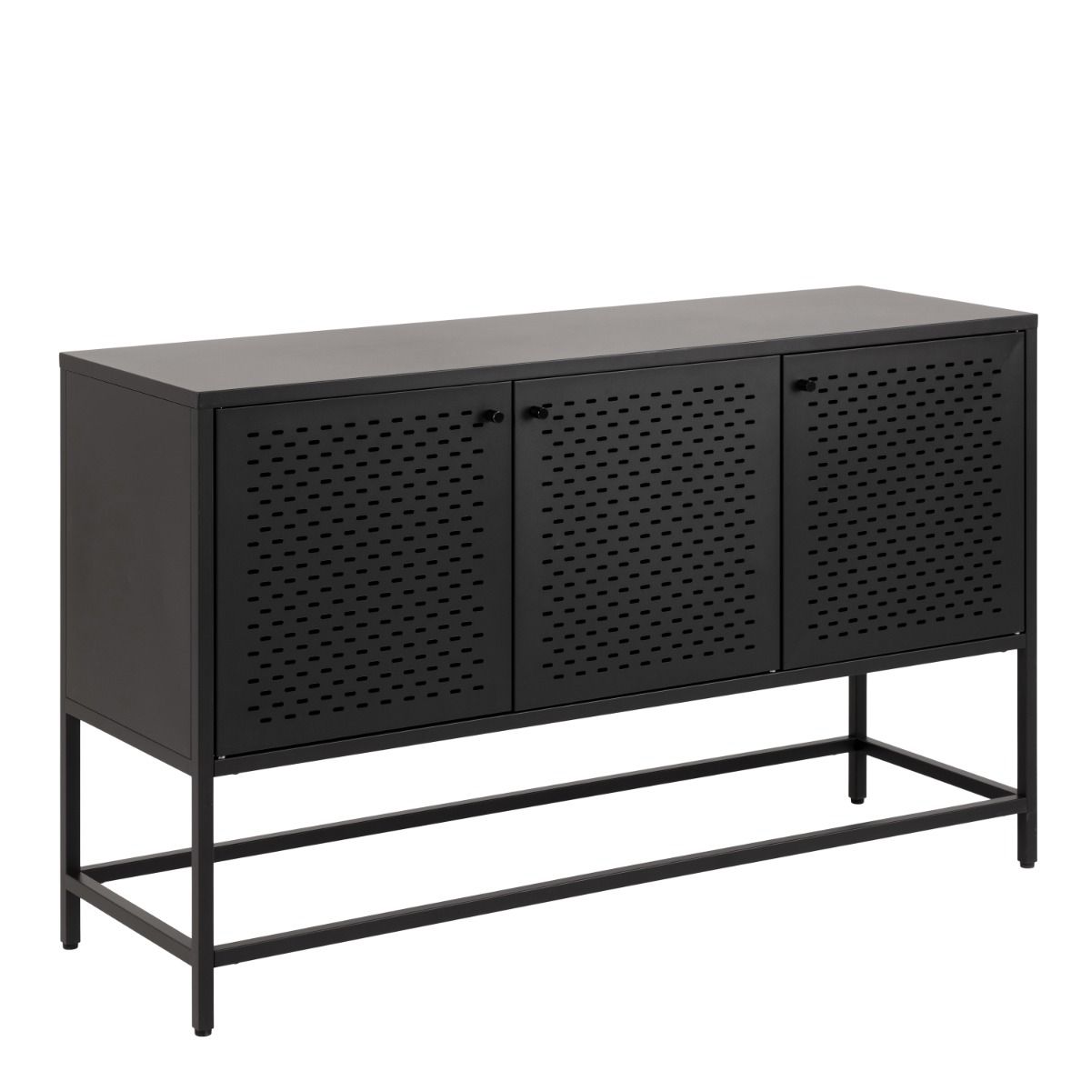 Newcastle 3 Door Raised Sideboard In Matt Black - Price Crash Furniture