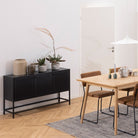 Newcastle 3 Door Raised Sideboard In Matt Black - Price Crash Furniture