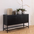 Newcastle 3 Door Raised Sideboard In Matt Black - Price Crash Furniture