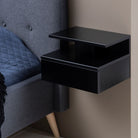 Ashlan Wall Mounted Floating Bedside Table With 1 Drawer In Black - Price Crash Furniture