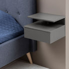 Ashlan Wall Mounted Floating Bedside Table With 1 Drawer In Grey - Price Crash Furniture