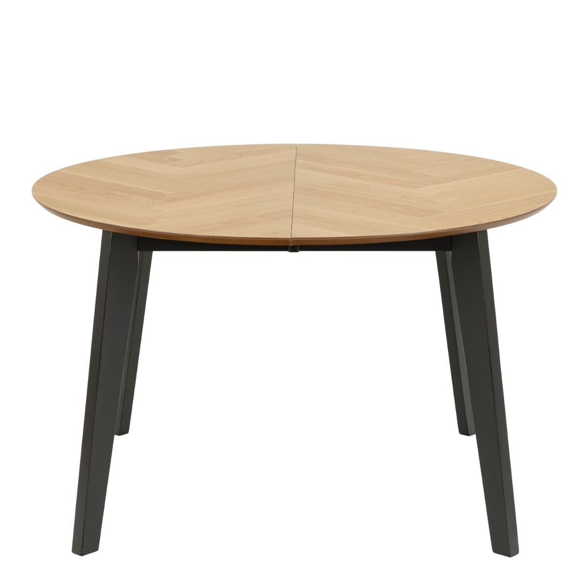 Georgetown Round 6 Seat Dining Table In Oak & Black - Price Crash Furniture