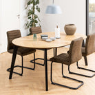 Georgetown Round 6 Seat Dining Table In Oak & Black - Price Crash Furniture