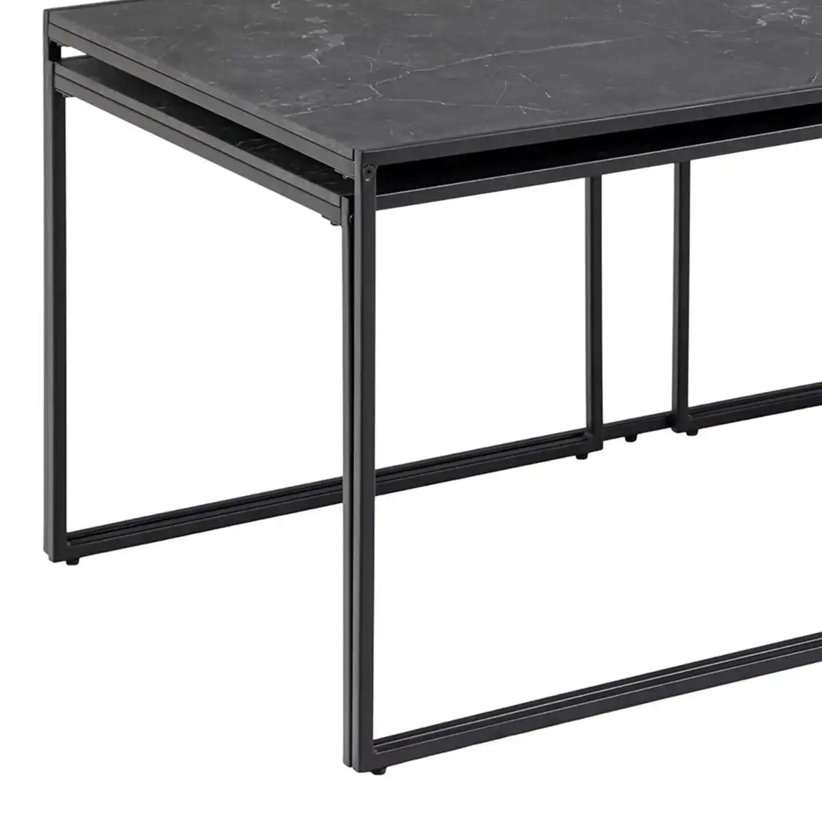 Infinity Square Coffee Table Set Matt Black Set Of 3 - Price Crash Furniture