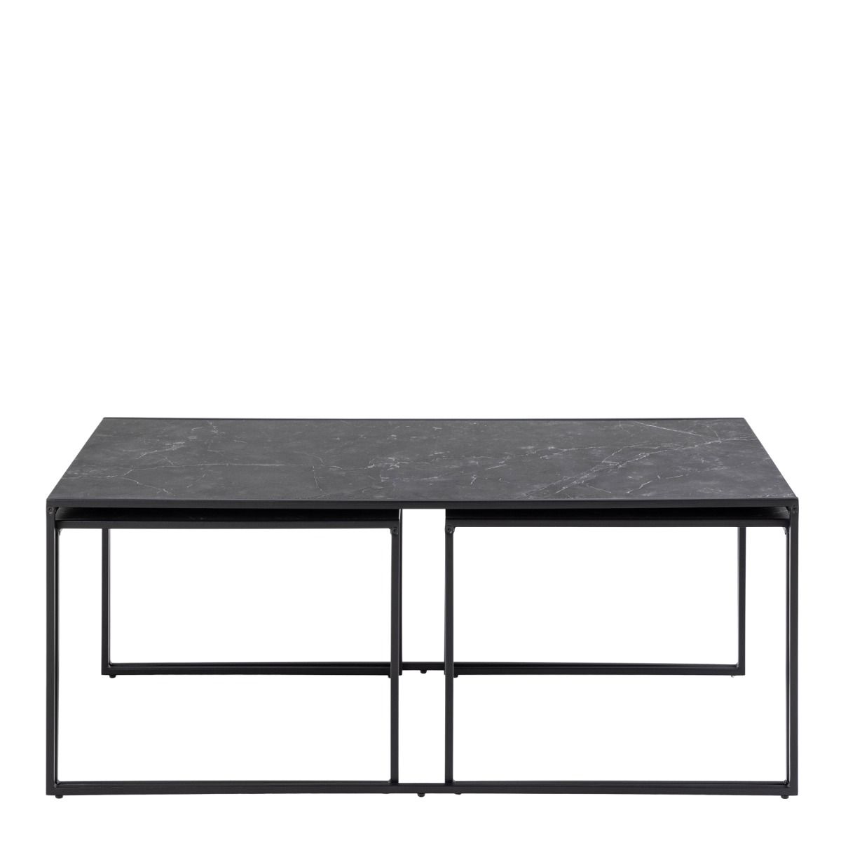 Infinity Square Coffee Table Set Matt Black Set Of 3 - Price Crash Furniture