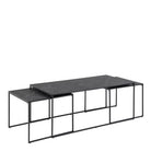 Infinity Square Coffee Table Set Matt Black Set Of 3 - Price Crash Furniture