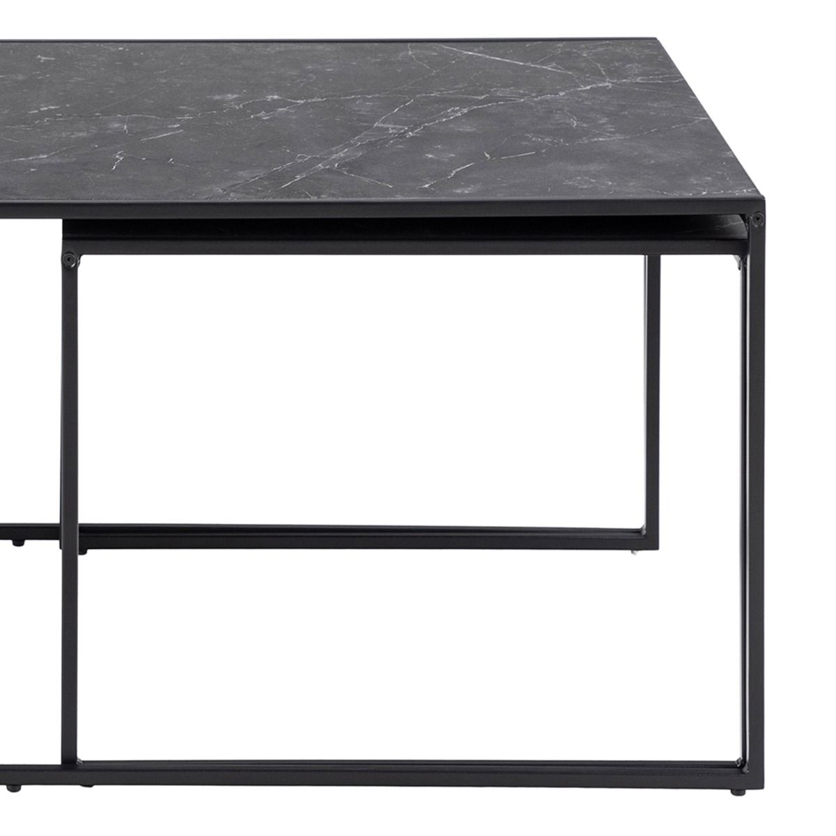 Infinity Square Coffee Table Set Matt Black Set Of 3 - Price Crash Furniture