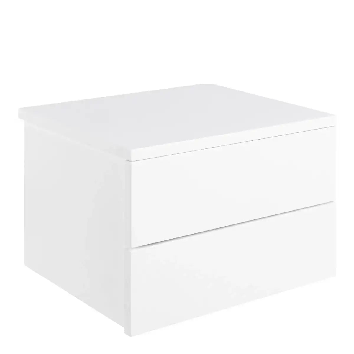 Avignon Floating Wall Mounted Bedside Table 2 Drawers White - Price Crash Furniture