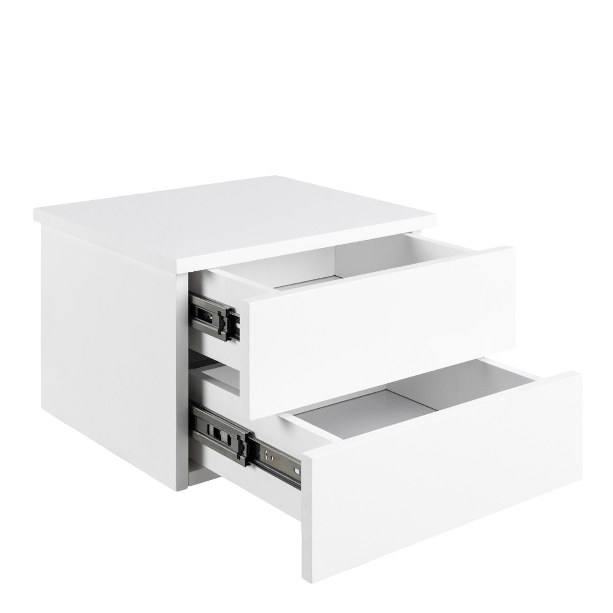 Avignon Floating Wall Mounted Bedside Table 2 Drawers White - Price Crash Furniture