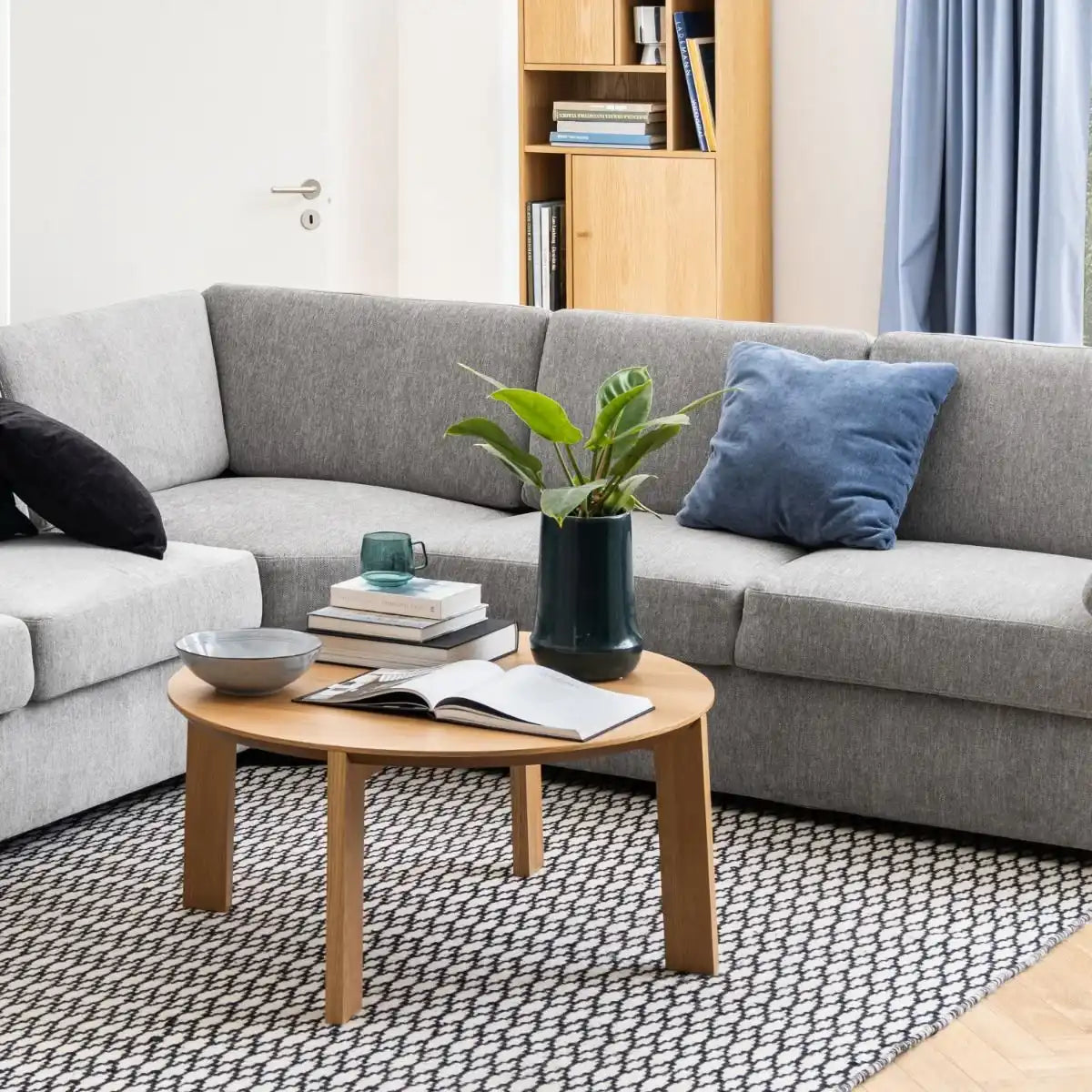 Maxime 90cm Round Coffee Table In Matt Oak - Price Crash Furniture