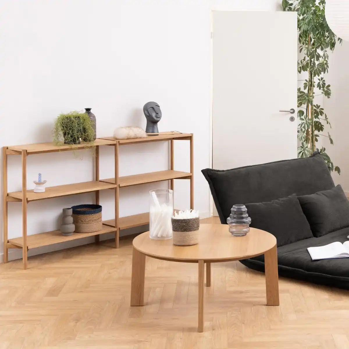 Maxime 90cm Round Coffee Table In Matt Oak - Price Crash Furniture