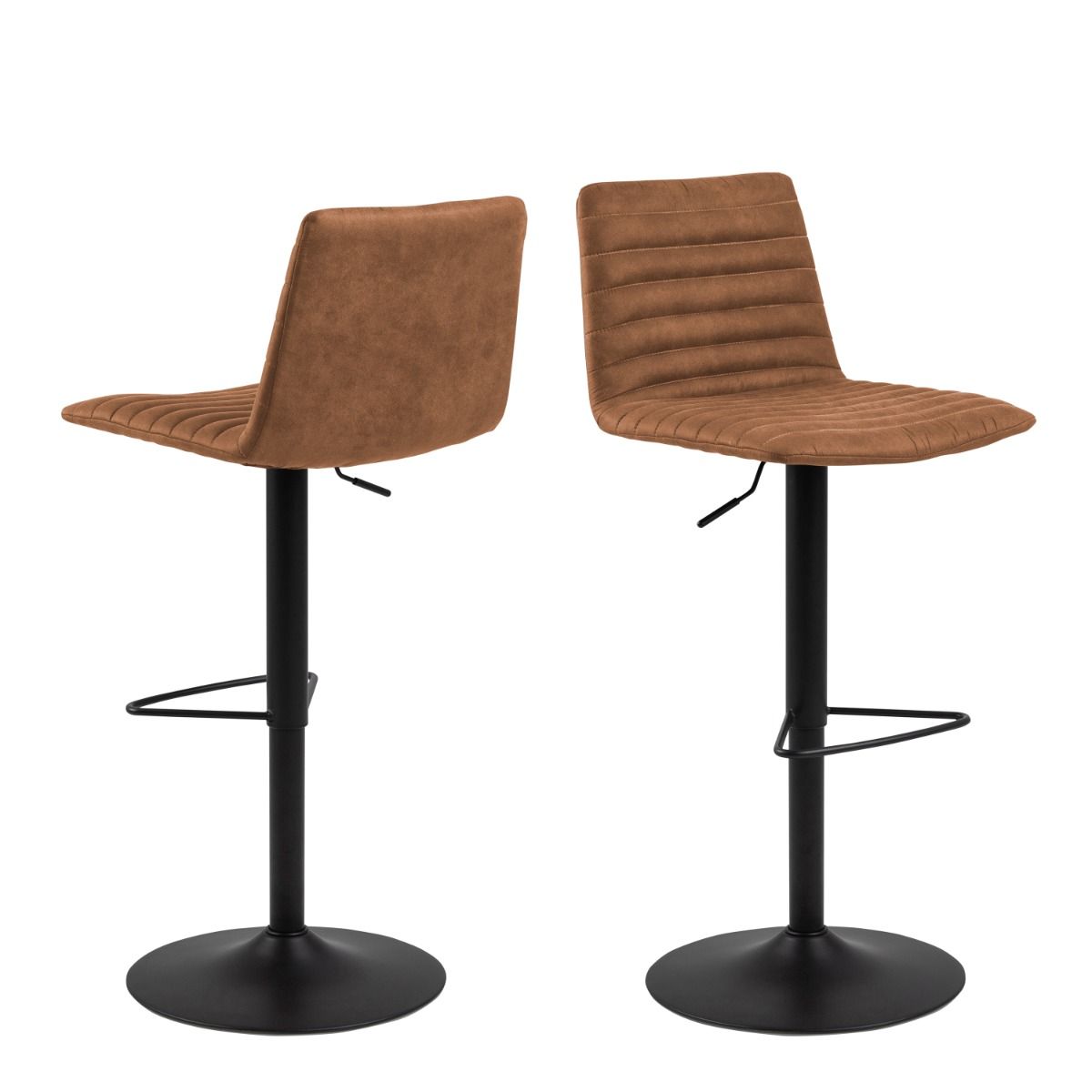 Kimmy Bar Stool With Brown Fabric In Set Of 2 - Price Crash Furniture