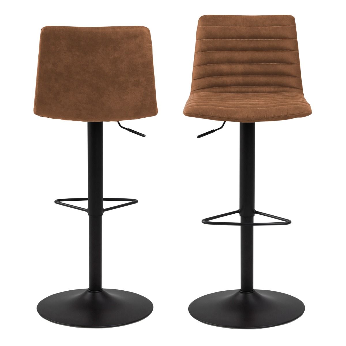 Kimmy Bar Stool With Brown Fabric In Set Of 2 - Price Crash Furniture