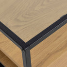 Randolf Square Coffee Table With 2 Shelves In Black And Oak - Price Crash Furniture