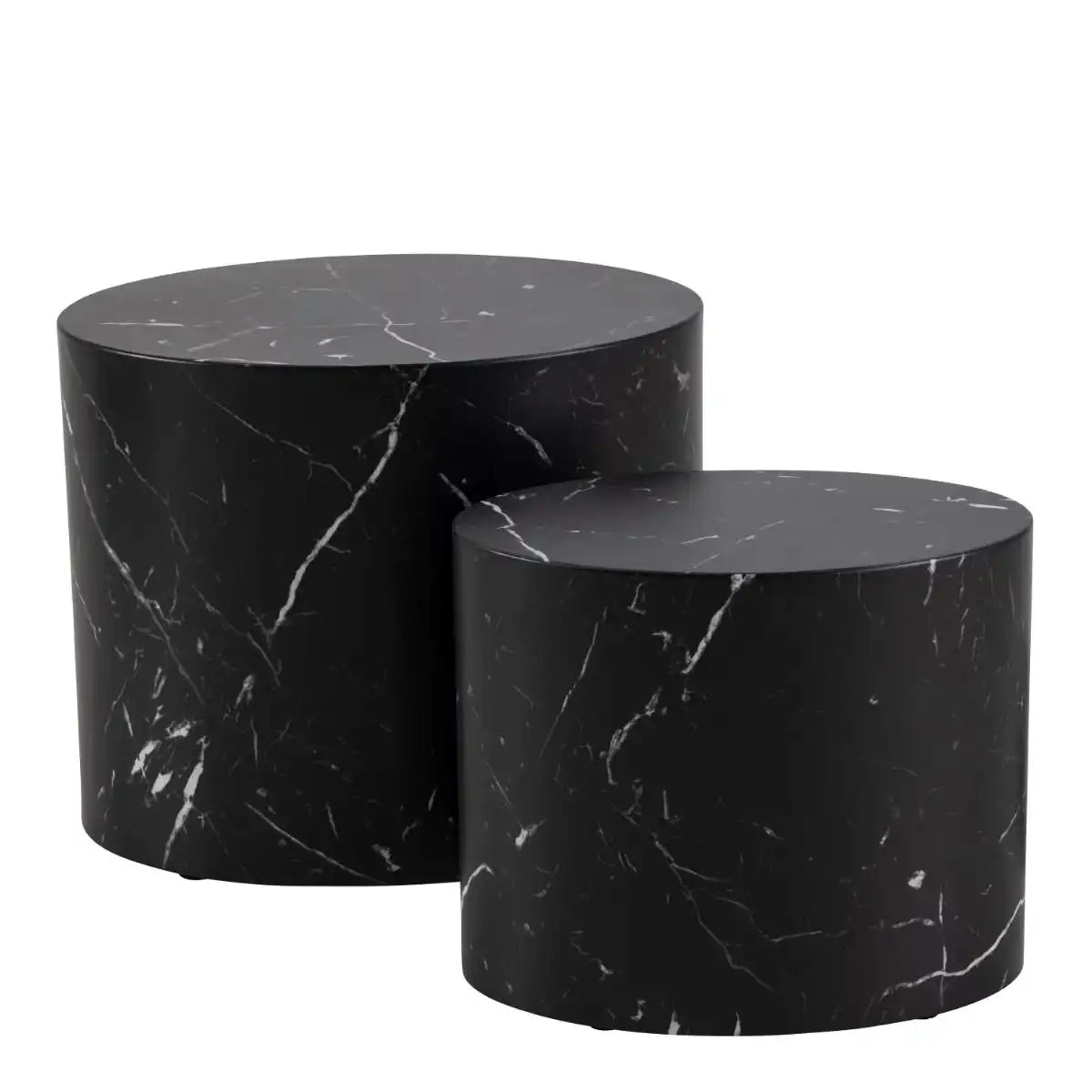 Mice Oval Coffee Table Set In Black Marble Finish - Price Crash Furniture