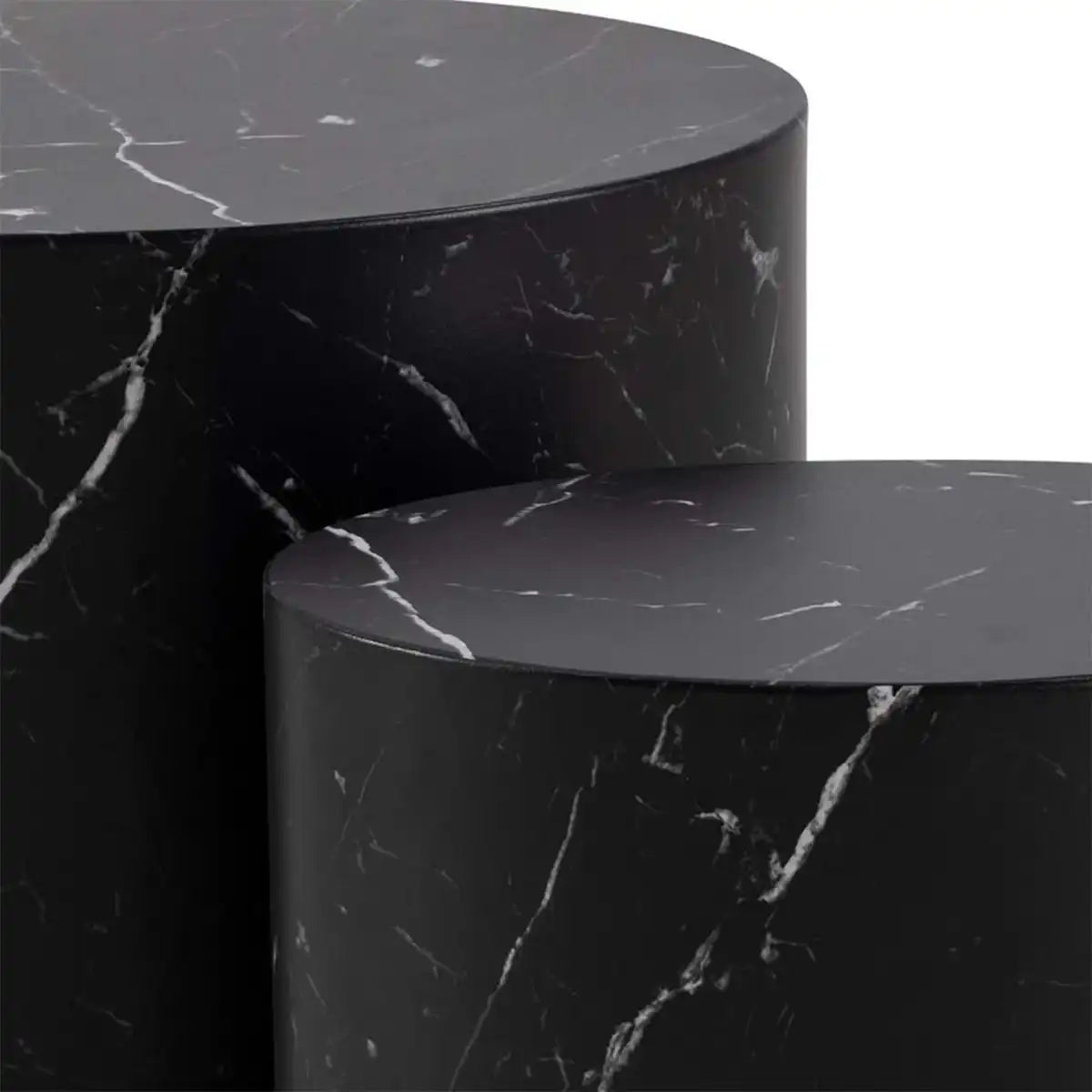 Mice Oval Coffee Table Set In Black Marble Finish - Price Crash Furniture