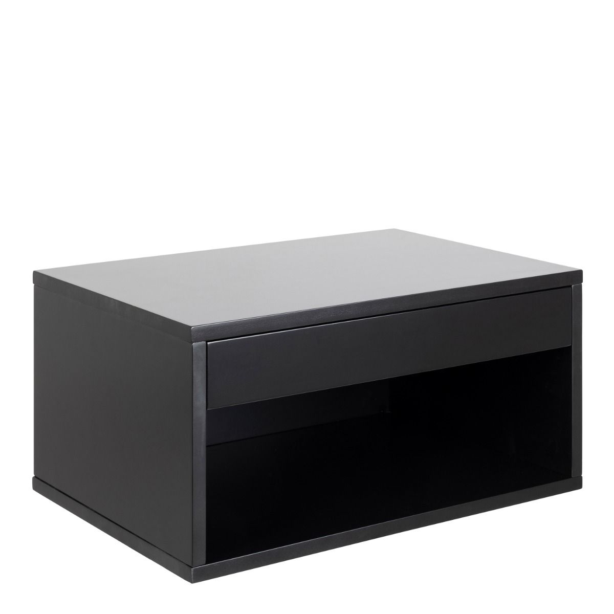 Cholet Square Bedside Table With 1 Drawer In Black - Price Crash Furniture