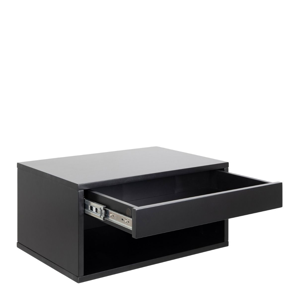 Cholet Square Bedside Table With 1 Drawer In Black - Price Crash Furniture