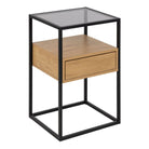 Randolf Square Bedside Table With 1 Drawer In Black And Oak - Price Crash Furniture