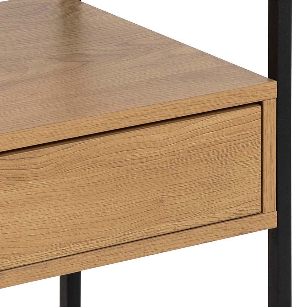 Randolf Square Bedside Table With 1 Drawer In Black And Oak - Price Crash Furniture