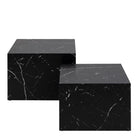 Dice Square Coffee Table Set In Black Marble Effect - Price Crash Furniture