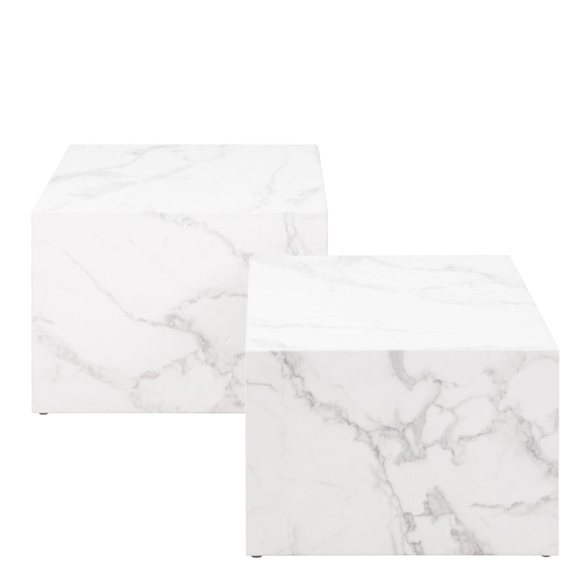 Dice Square Coffee Table Set In White Marble Effect - Price Crash Furniture