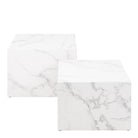 Dice Square Coffee Table Set In White Marble Effect - Price Crash Furniture