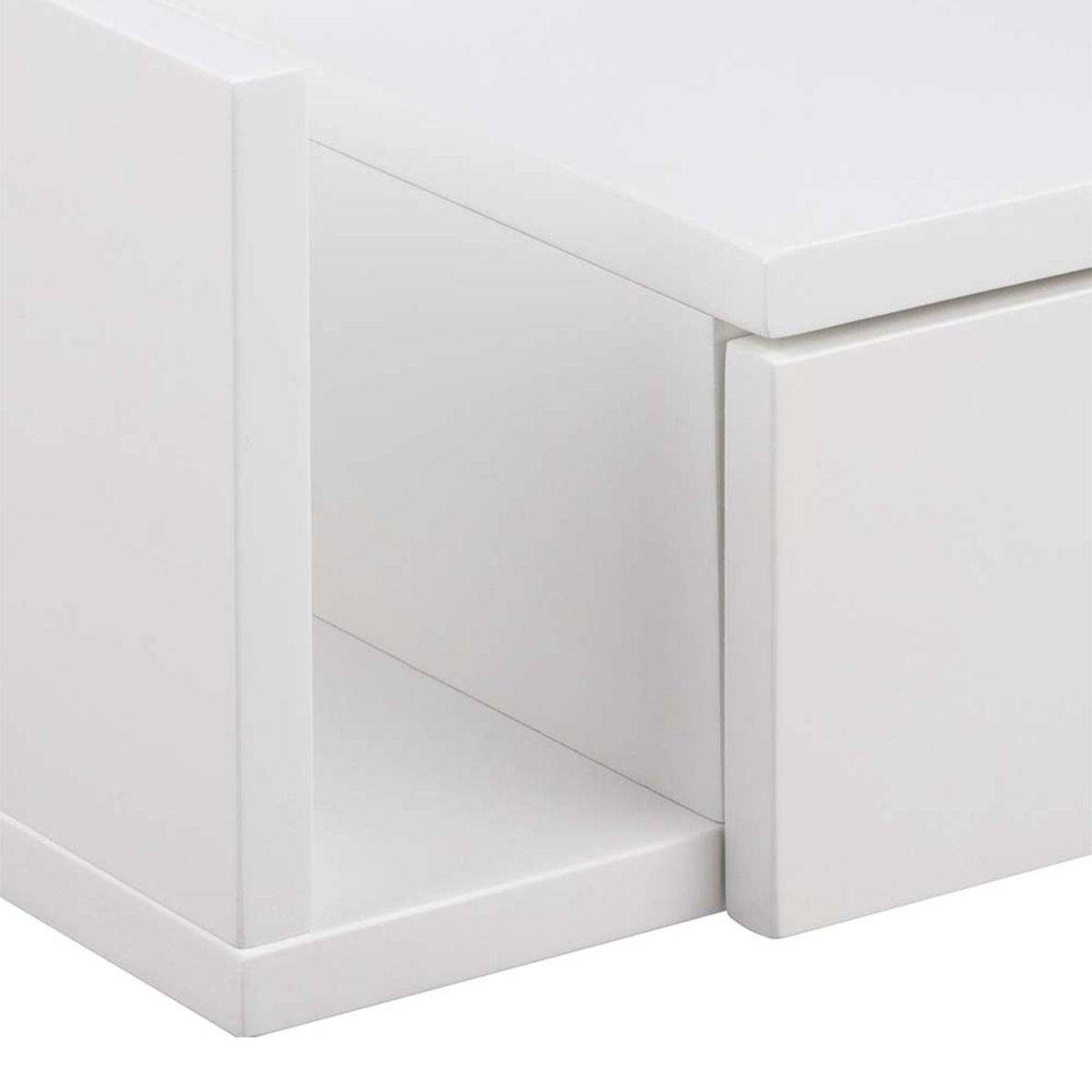 Avignon Floating Square Bedside Table With 1 Drawer & Small Shelf In White - Price Crash Furniture