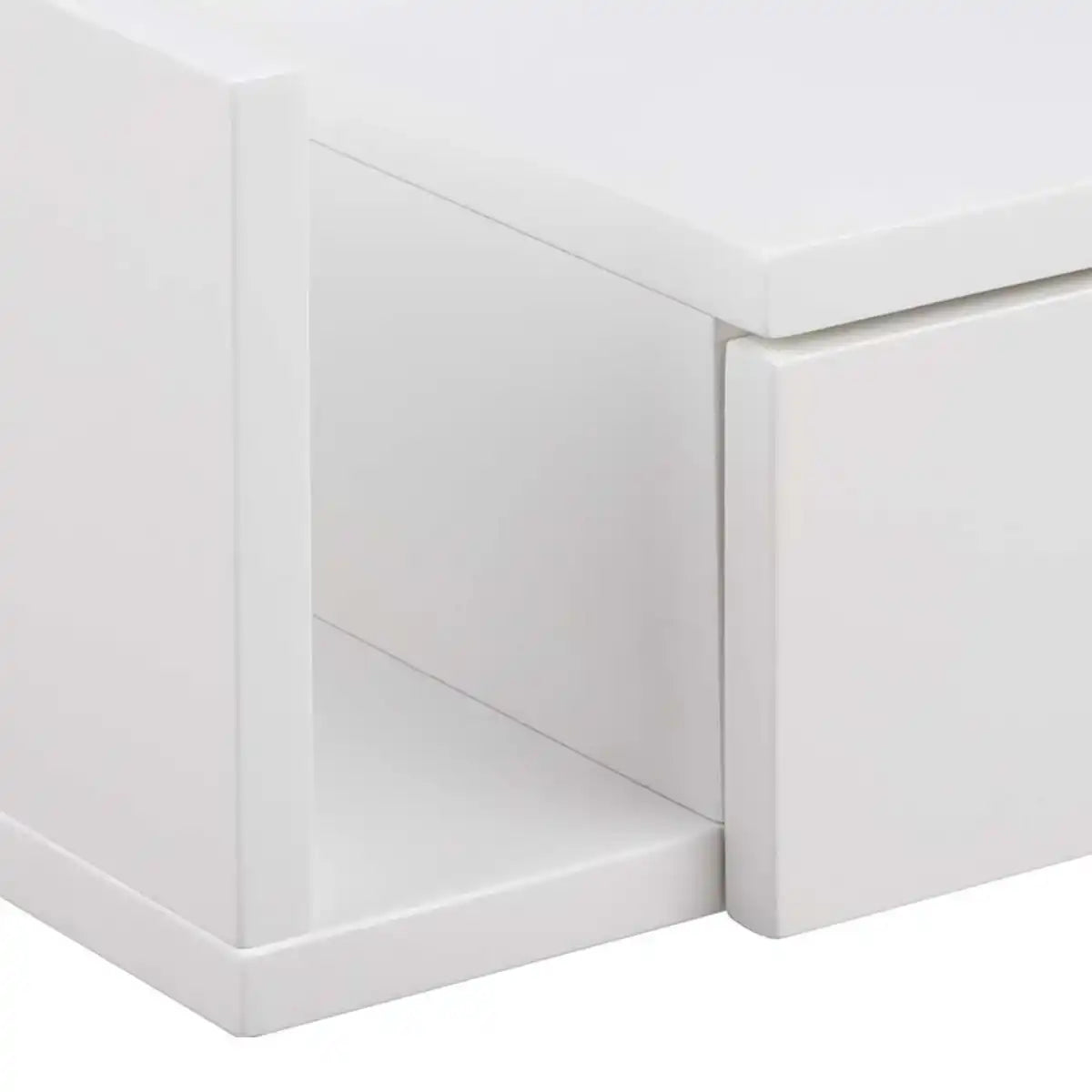 Avignon Floating Square Bedside Table With 1 Drawer & Small Shelf In White - Price Crash Furniture