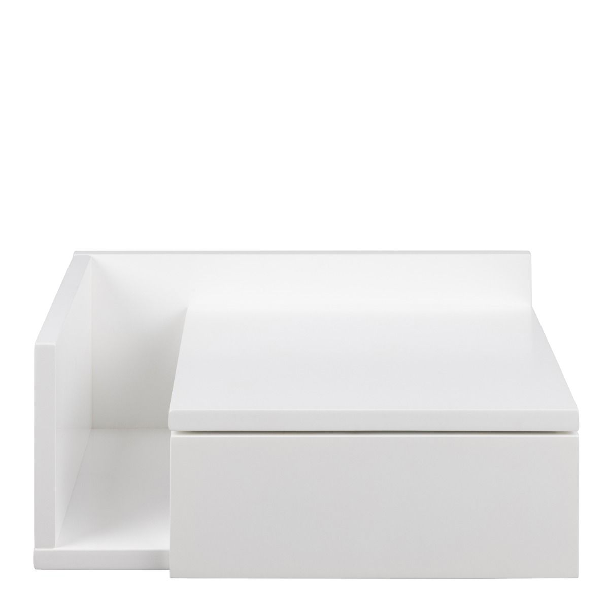 Avignon Floating Square Bedside Table With 1 Drawer & Small Shelf In White - Price Crash Furniture