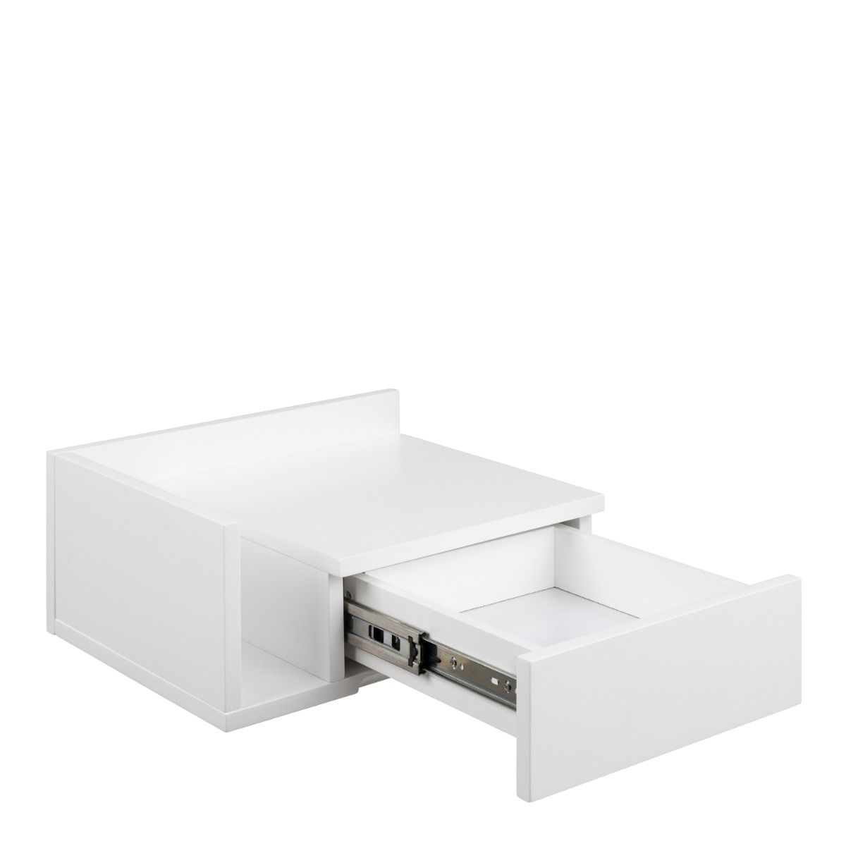 Avignon Floating Square Bedside Table With 1 Drawer & Small Shelf In White - Price Crash Furniture