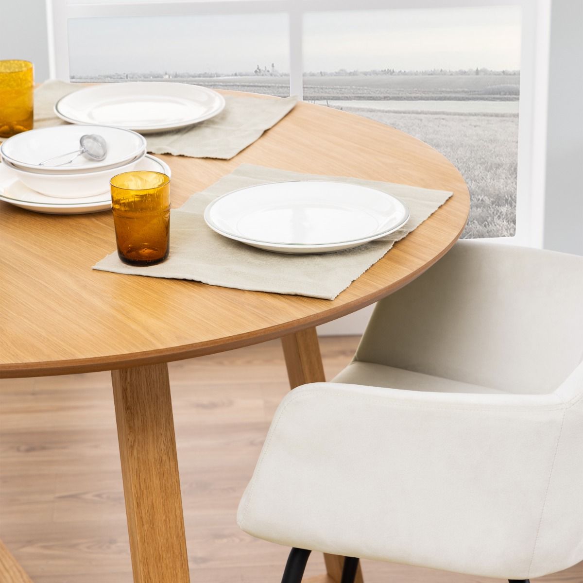 Malika Round Dining Table In Oak - Price Crash Furniture