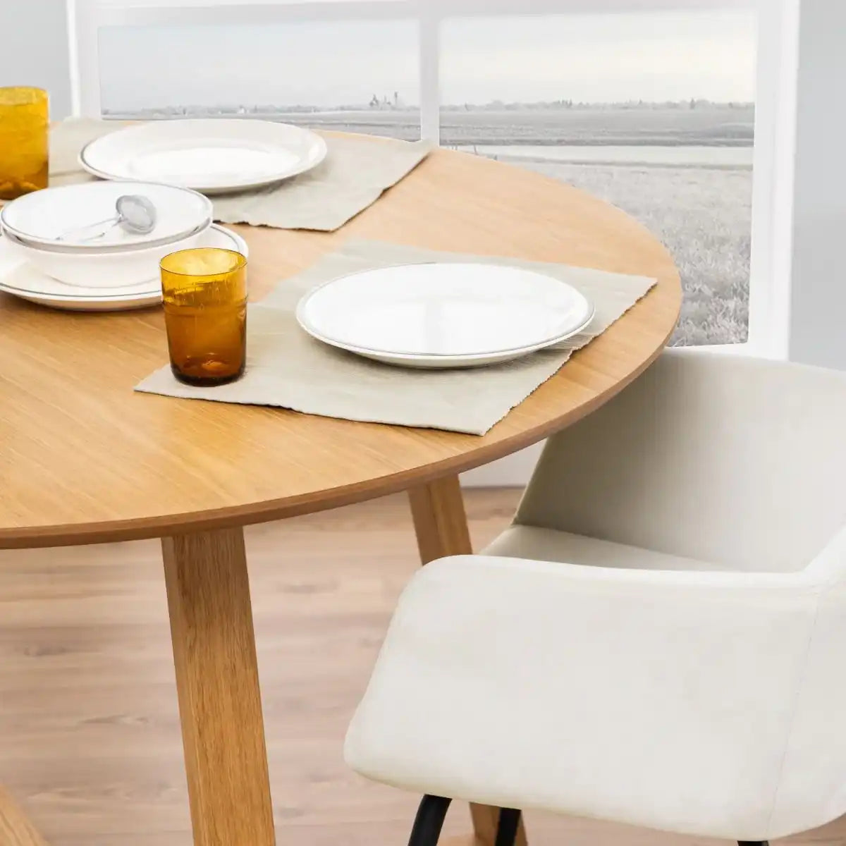 Malika 120cm Round Dining Table In Oak - Price Crash Furniture