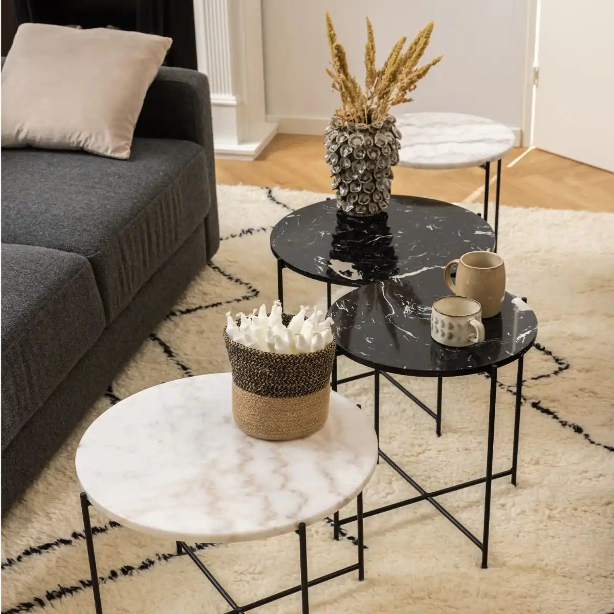 Avila Small Side Table With Black Marble Effect - Price Crash Furniture