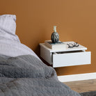 Avignon Floating Wall Mounted Square Bedside Table With 1 Drawer In White - Price Crash Furniture