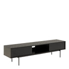 Angus 180cm Wide TV Cabinet Unit In Black Ash Melamine - Price Crash Furniture