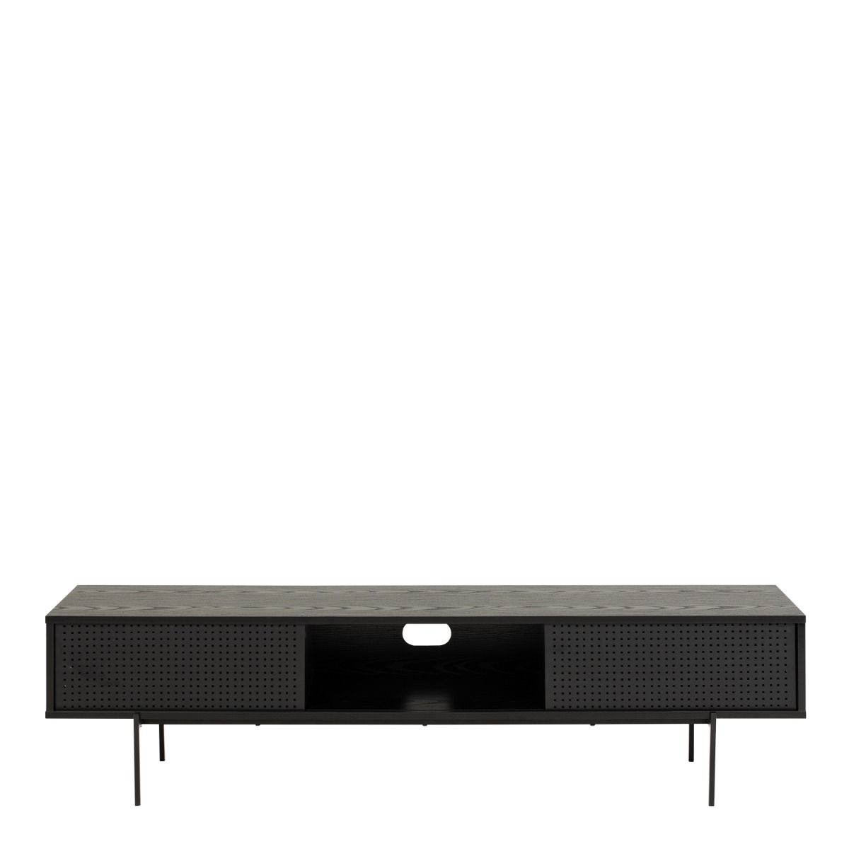 Angus 180cm Wide TV Cabinet Unit In Black Ash Melamine - Price Crash Furniture