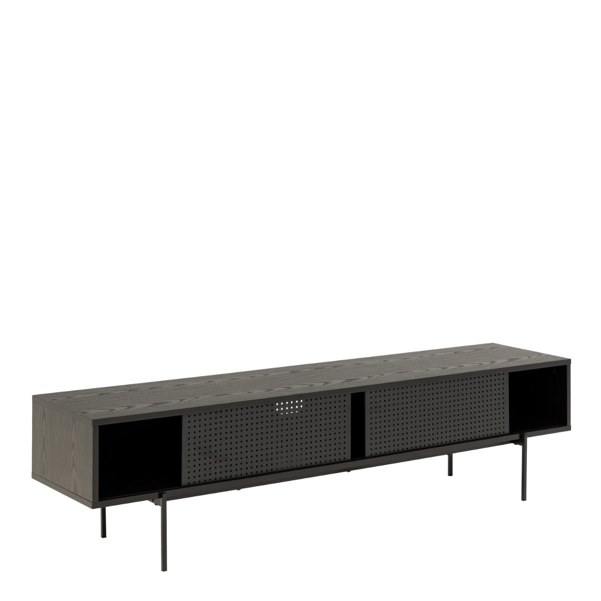 Angus 180cm Wide TV Cabinet Unit In Black Ash Melamine - Price Crash Furniture